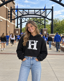 Highlands H Distressed Graphic Cropped Hoodie