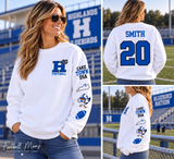 Custom Highlands Football Player MomSweatshirt | Personalized Bluebirds Hoodie & Crewneck