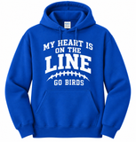 hoodie only highlands football heart is on the line mom hoodie